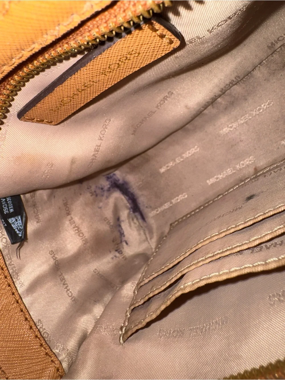 Michael Kors Tan Saffiano Leather Crossbody with Gold Hardware
